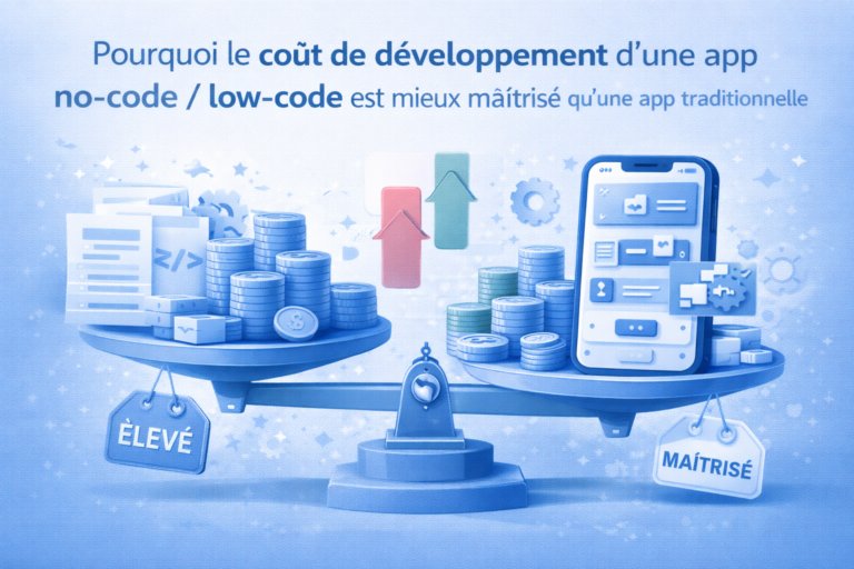 Pourquoi le coût de développement d’une app no-code / low-code est mieux maîtrisé qu’une app traditionnelle.